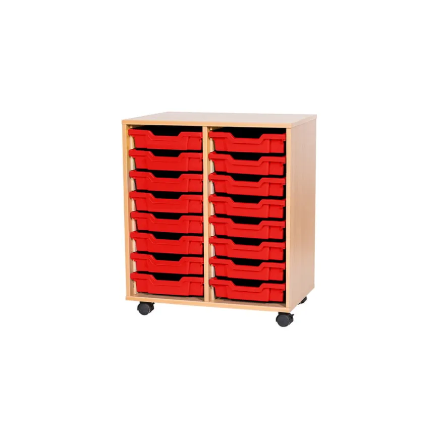Mobile Double Tray Storage Unit 16 Trays