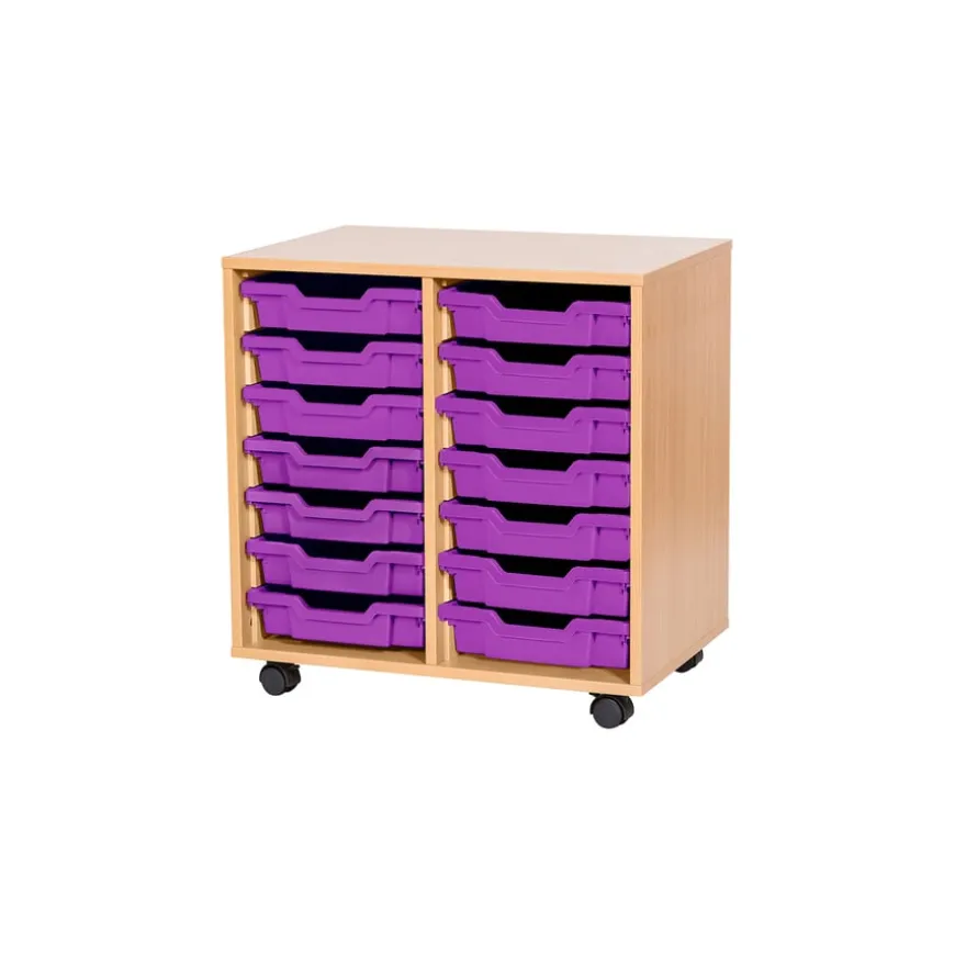 Mobile Double Tray Storage Unit 14 Trays