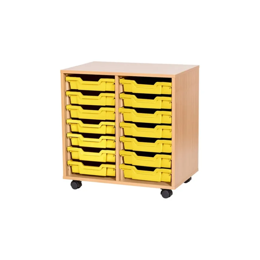 Mobile Double Tray Storage Unit 14 Trays