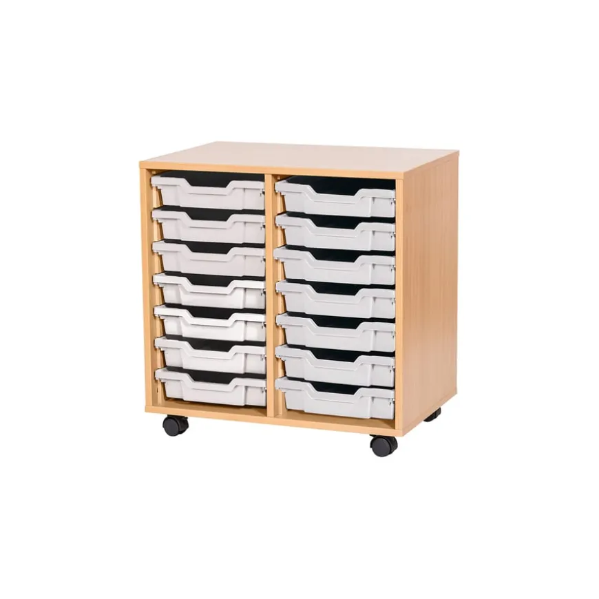 Mobile Double Tray Storage Unit 14 Trays