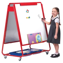 Mobile Magnetic Whiteboard Easel w/ Storage