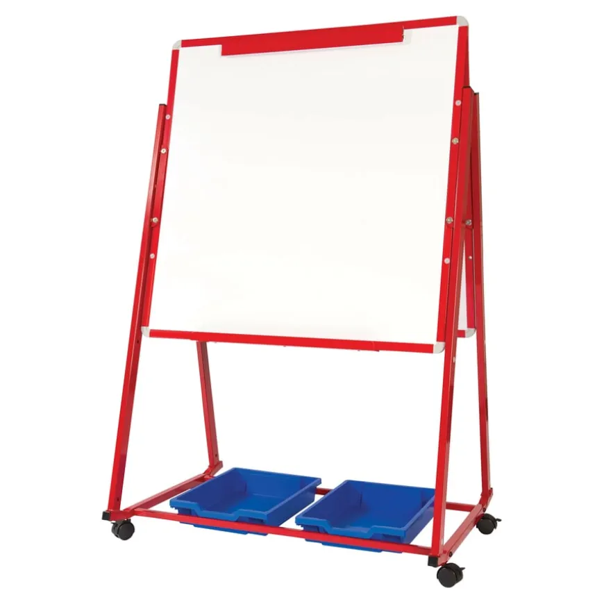Mobile Magnetic Whiteboard Easel w/ Storage