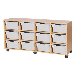 Mobile Quad Tray Storage Unit 12 Deep