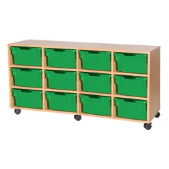 Mobile Quad Tray Storage Unit 12 Deep