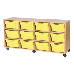 Mobile Quad Tray Storage Unit 12 Deep