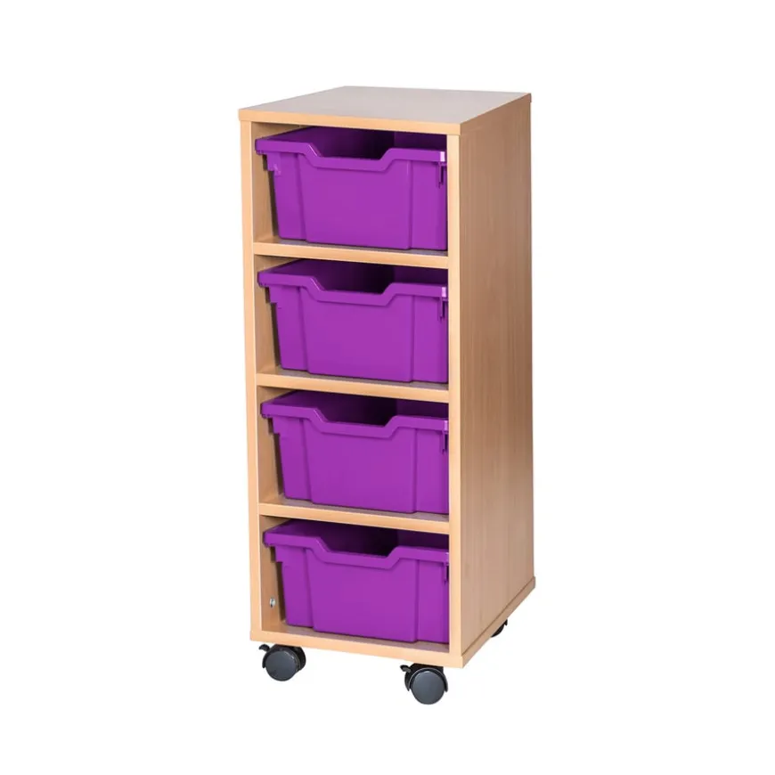 Mobile Single Tray Storage Unit 4 Deep