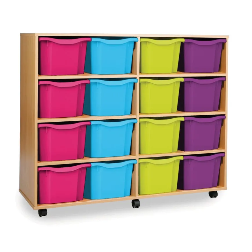 Mobile Tray Storage Unit W/ 16 Extra Deep Trays