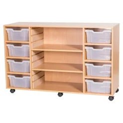 Mobile Tray Storage Unit with Shelves