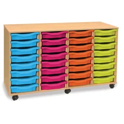 Mobile Tray Storage Unit With 32 Shallow Trays