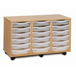 Mobile Tray Storage Unit With 18 Shallow Trays