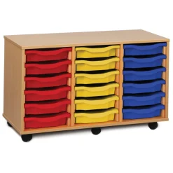 Mobile Tray Storage Unit With 18 Shallow Trays