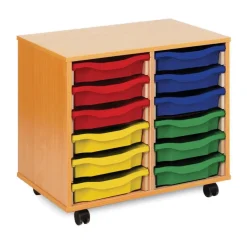 Mobile Tray Storage Unit With 12 Shallow Trays