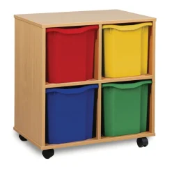 Mobile Tray Storage Unit With 4 Jumbo Trays