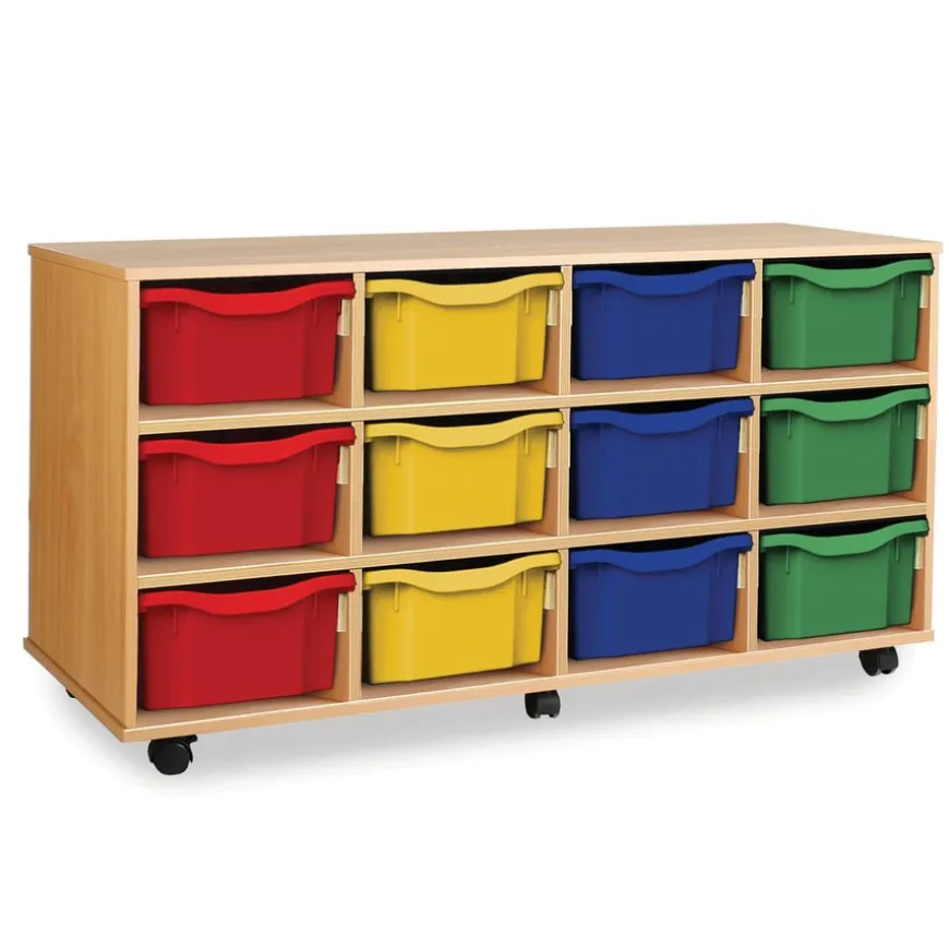 Mobile Tray Storage Unit With 12 Deep Trays