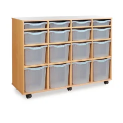 Mobile Tray Storage Unit W/ 16 Mixed Size Trays