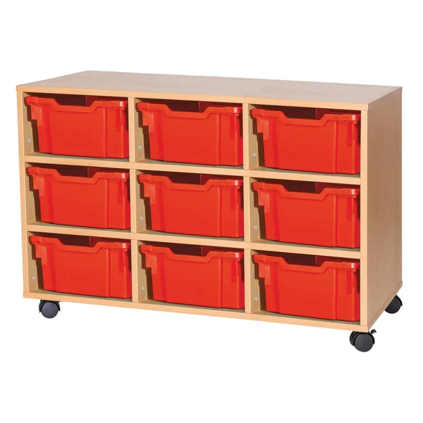 Mobile Triple Tray Storage Unit 9 Deep