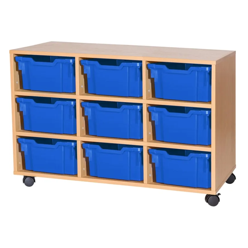 Mobile Triple Tray Storage Unit 9 Deep