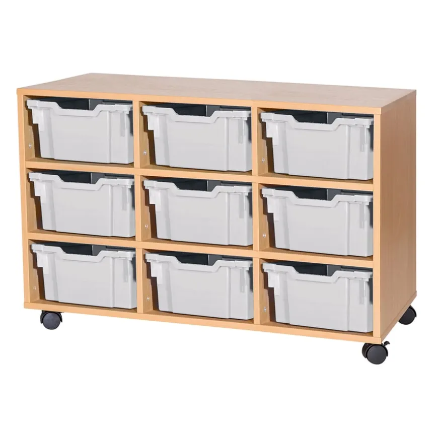 Mobile Triple Tray Storage Unit 9 Deep