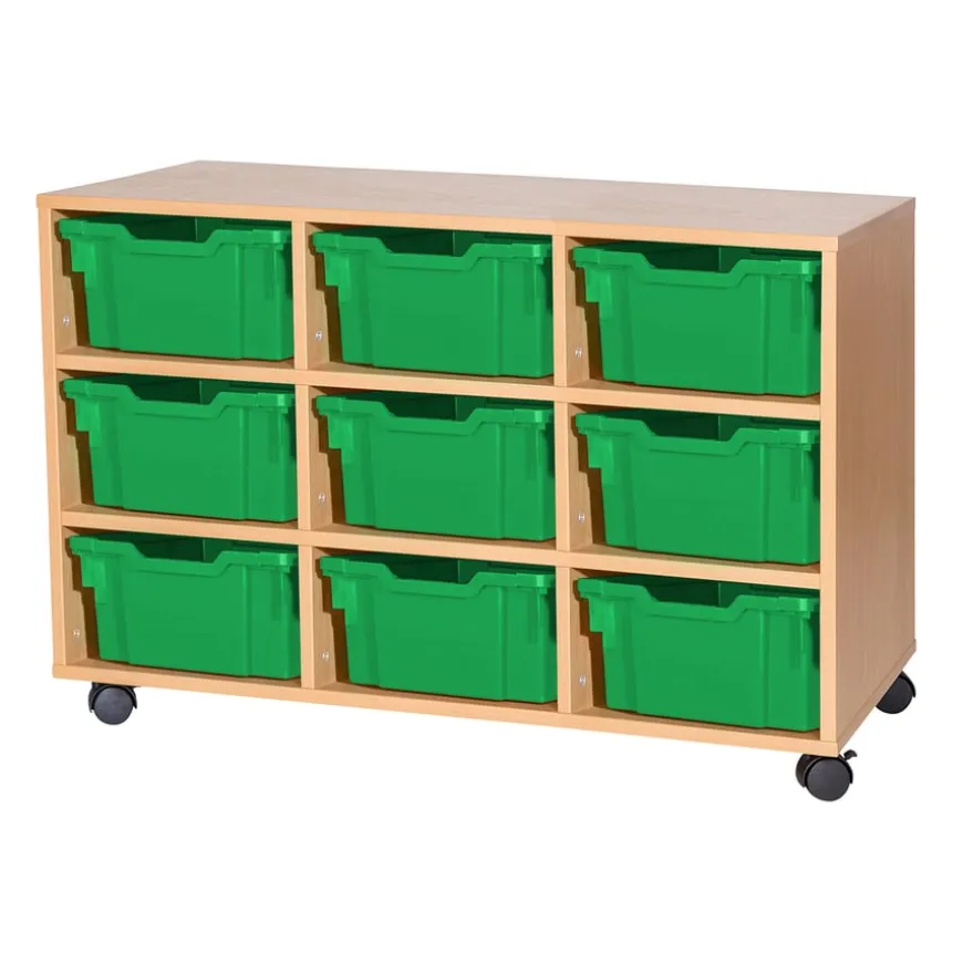 Mobile Triple Tray Storage Unit 9 Deep