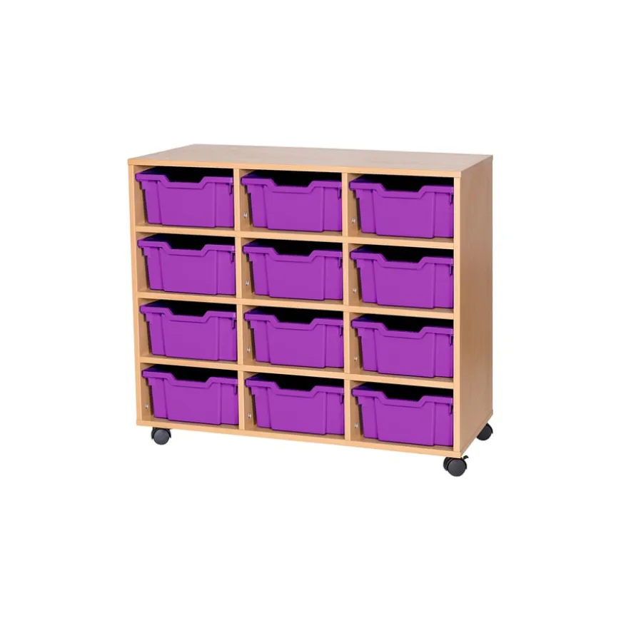 Mobile Triple Tray Storage Unit 12 Deep