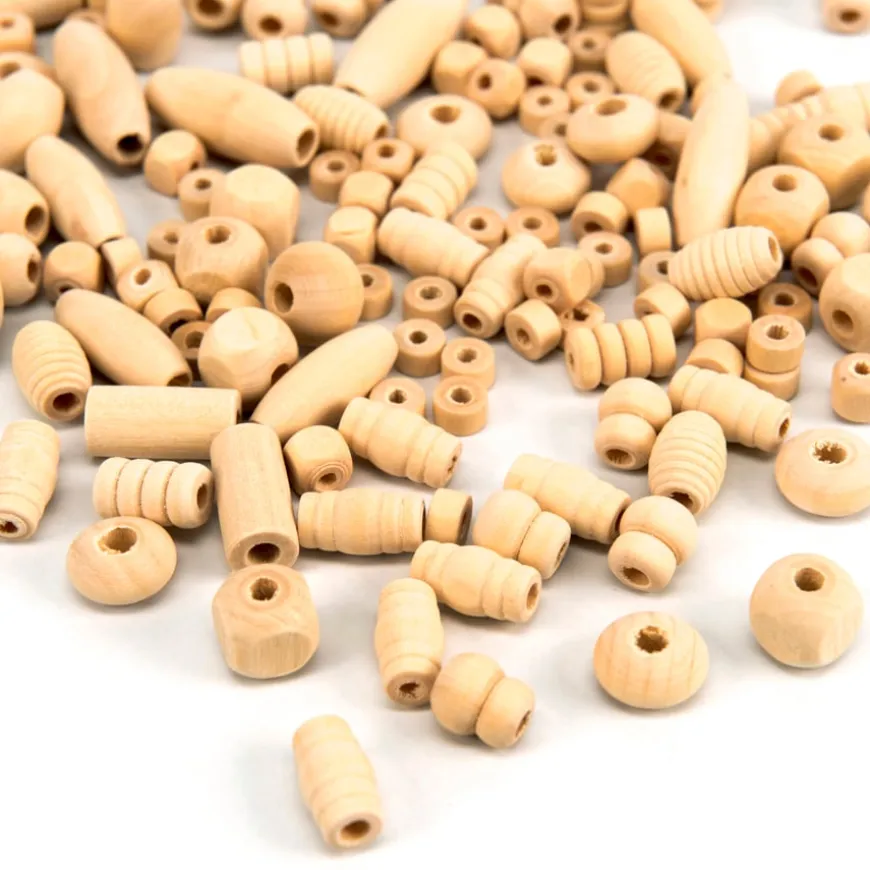 Natural Wooden Beads Tub Assorted 400ml