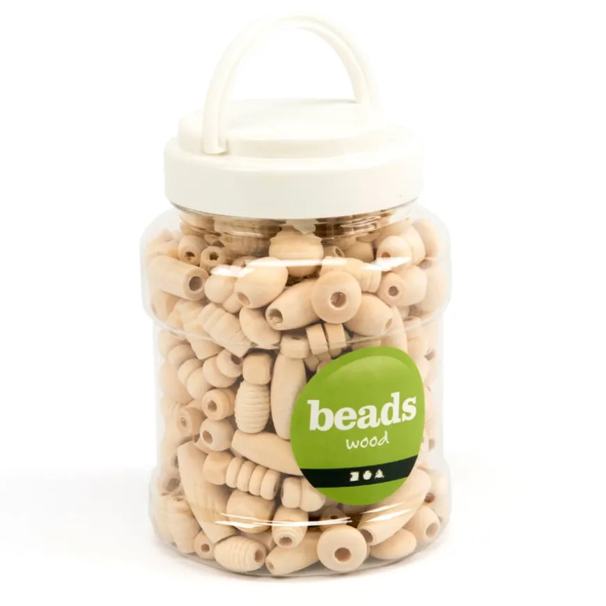 Natural Wooden Beads Tub Assorted 400ml