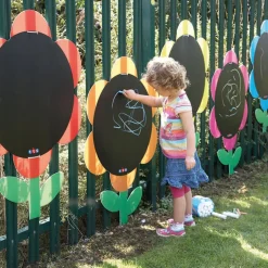 Outdoor Mark Making Chalkboard Daisies