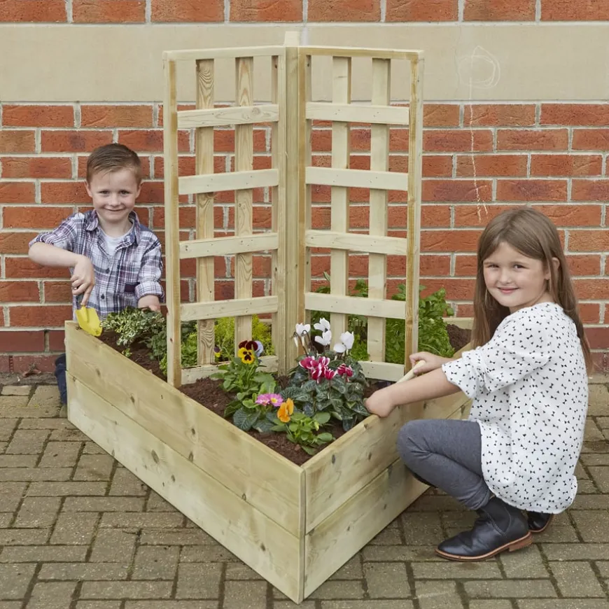 Outdoor Storage with Planters and Bench Offer