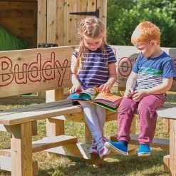 Outdoor Wooden Buddy Corner Bench