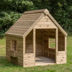 Outdoor Wooden Playhouse Shelter with Table & Benches