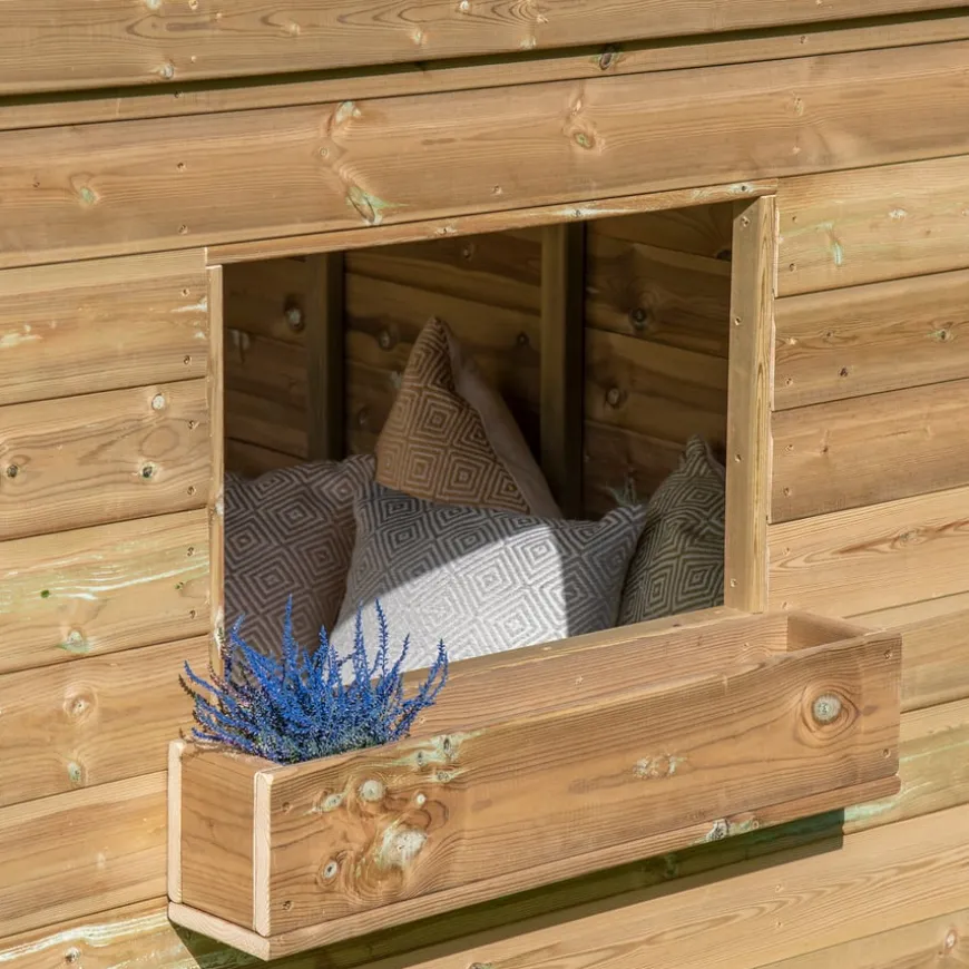 Outdoor Wooden Playhouse Shelter with Table & Benches