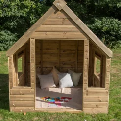 Outdoor Wooden Playhouse Shelter with Table & Benches