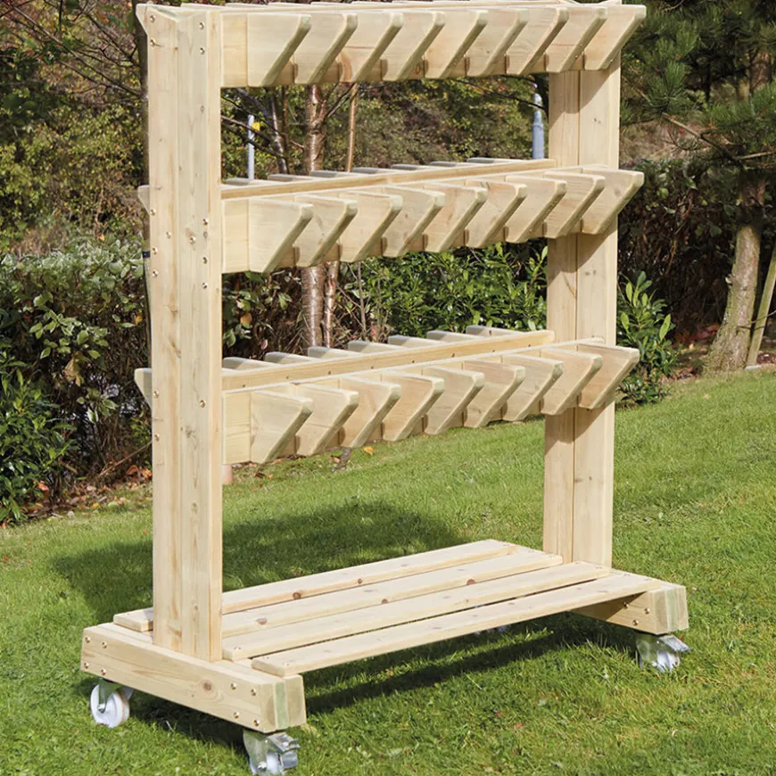 Outdoor Wooden Wellie Storage Trolley