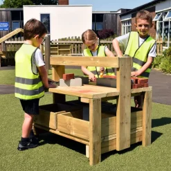 Outdoor Wooden Workbench & Crates
