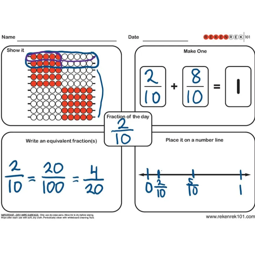 Rekenrek Practice Charts - Fractions 30pk