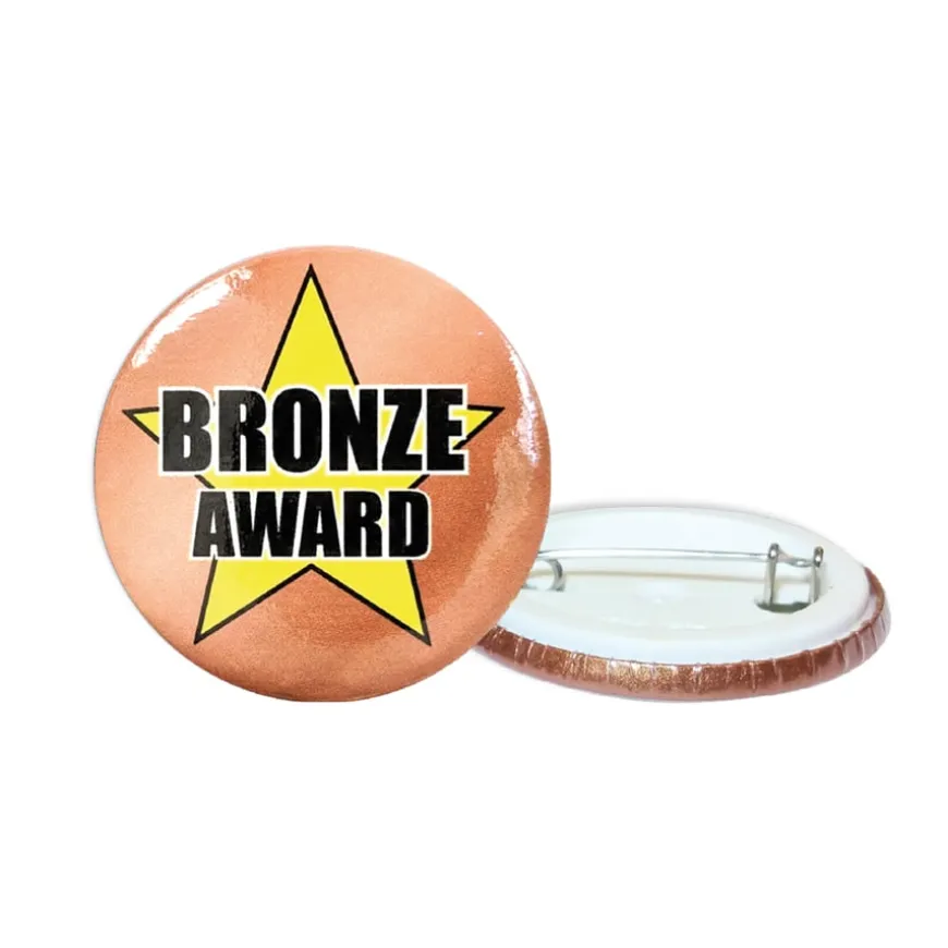 Reward Gold Silver Bronze Pin Badges 45pk