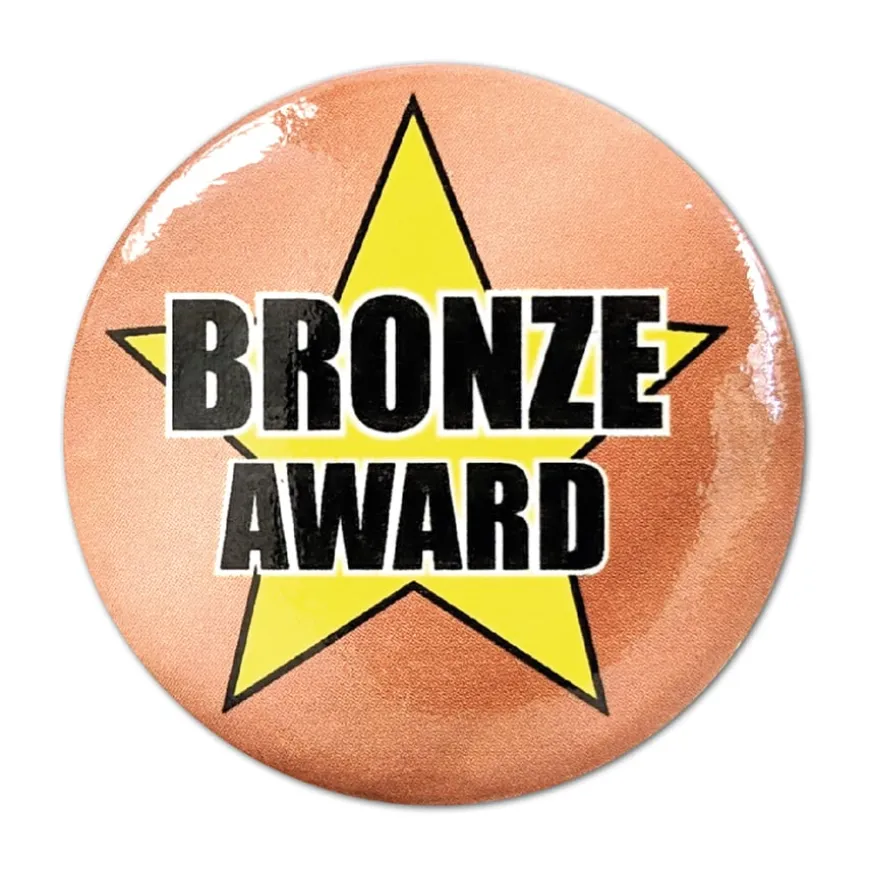 Reward Gold Silver Bronze Pin Badges 45pk