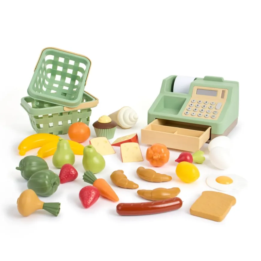Role Play Cash Register, Baskets & Food Shopping Bundle