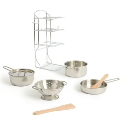 Role Play Metal Kitchen Cooking Pans & Utensils Set 8pc