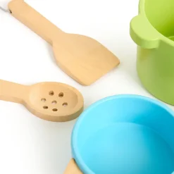 Role Play Pastel Wooden Cooking Pans Set
