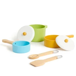Role Play Pastel Wooden Cooking Pans Set