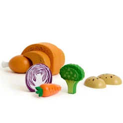 Role Play Wooden Chicken Dinner Food Play Set