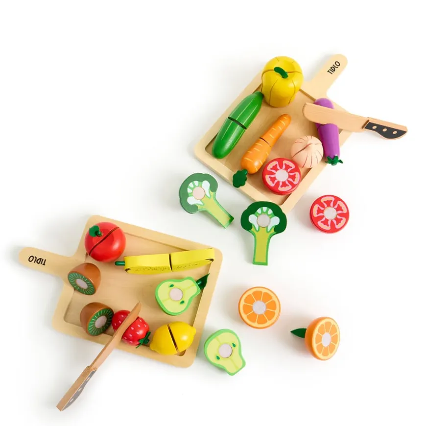 Role Play Wooden Slicing Fruit & Veg Set