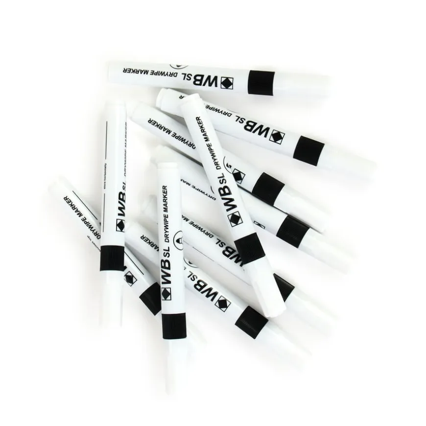 Round Barrel Drywipe Pens Bullet Tip Black