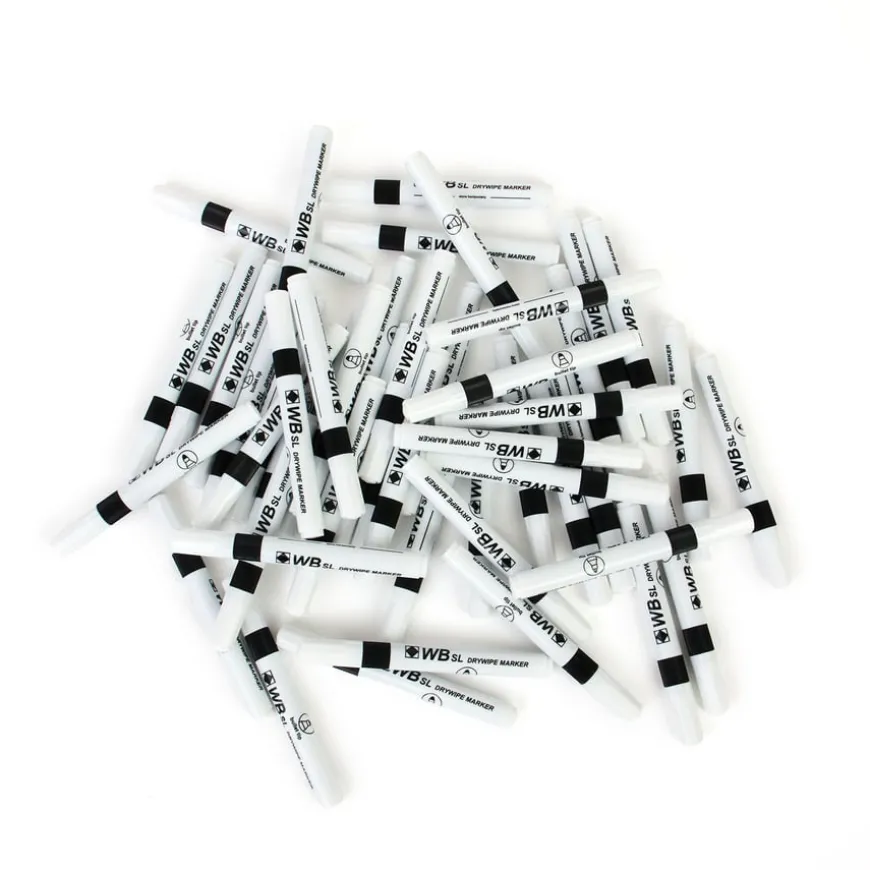 Round Barrel Drywipe Pens Bullet Tip Black