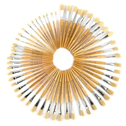 Short Handled Round Hog Hair Paint Brushes Class Pack