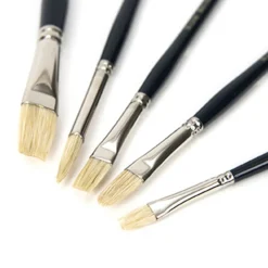 Short Handle Hog Hair Paint Brushes 5pk
