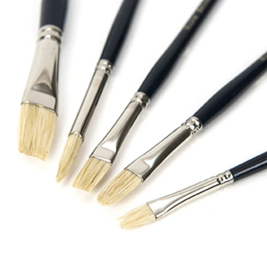 Short Handle Hog Hair Paint Brushes 5pk