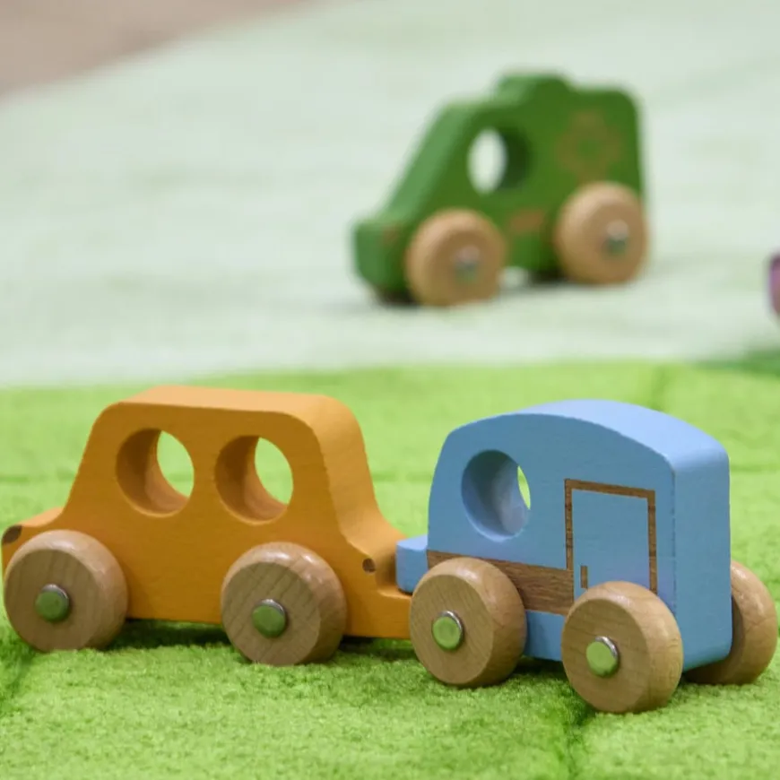Small World Rainbow Wooden Community Vehicles Set 12pk