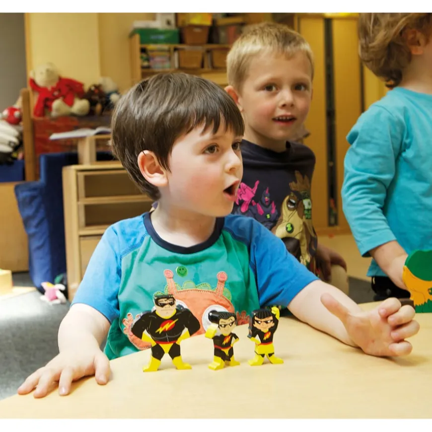 Small World Reversible Wooden Superhero Figures